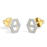 Hex Studs Round Lab Grown Diamond Open Hexagon Pave Border