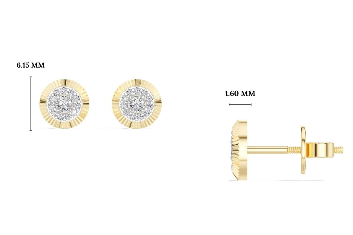 Solar Studs Round Lab Grown Diamond Sunburst Double Halo
