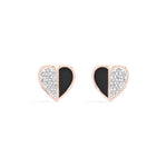 Demi Studs Round Lab Grown Diamond Half Pave Split Heart