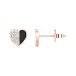Demi Studs Round Lab Grown Diamond Half Pave Split Heart