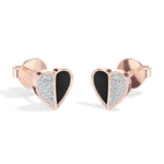 Demi Studs Round Lab Grown Diamond Half Pave Split Heart