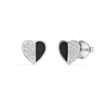 Demi Studs Round Lab Grown Diamond Half Pave Split Heart