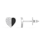 Demi Studs Round Lab Grown Diamond Half Pave Split Heart