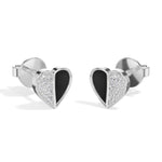 Demi Studs Round Lab Grown Diamond Half Pave Split Heart