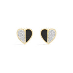 Demi Studs Round Lab Grown Diamond Half Pave Split Heart