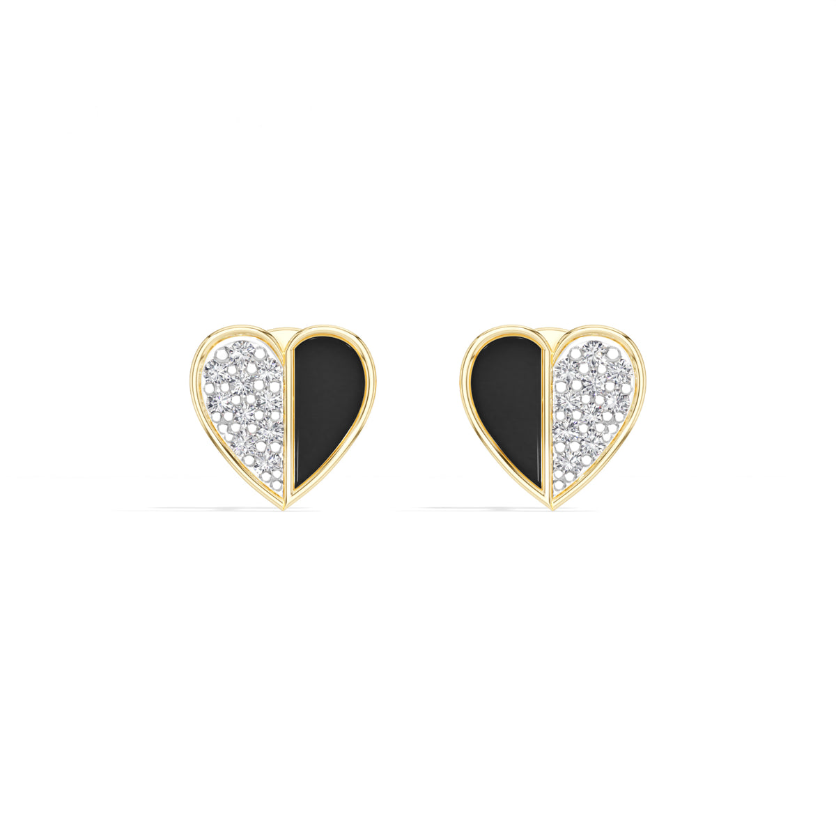 Demi Studs Round Lab Grown Diamond Half Pave Split Heart