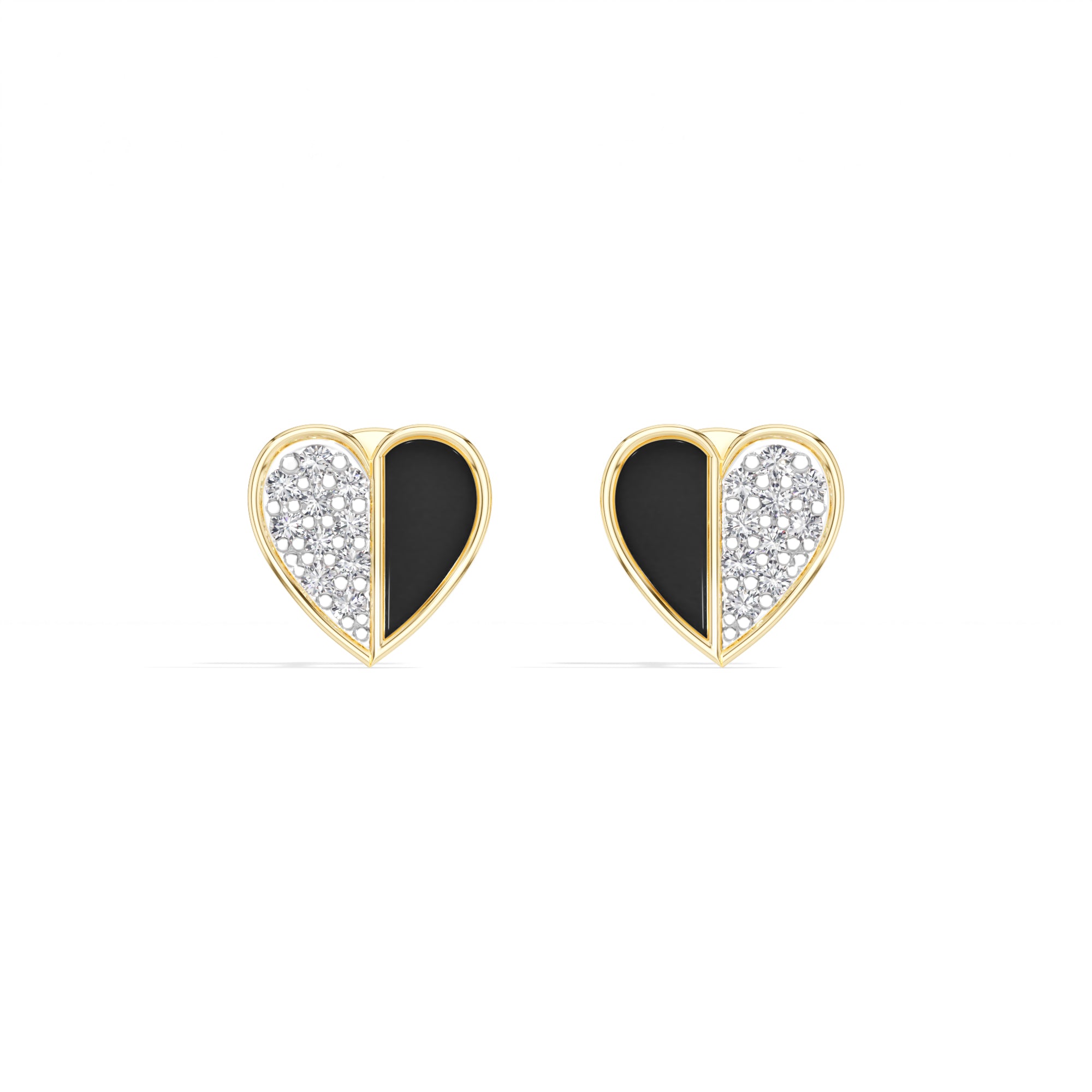 Demi Studs Round Lab Grown Diamond Half Pave Split Heart
