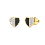 Demi Studs Round Lab Grown Diamond Half Pave Split Heart