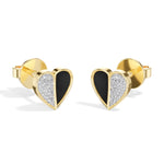 Demi Studs Round Lab Grown Diamond Half Pave Split Heart