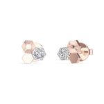 Triad Studs Round Lab Grown Diamond Honeycomb Hexagon Cluster