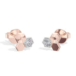 Triad Studs Round Lab Grown Diamond Honeycomb Hexagon Cluster