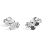 Triad Studs Round Lab Grown Diamond Honeycomb Hexagon Cluster