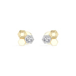 Triad Studs Round Lab Grown Diamond Honeycomb Hexagon Cluster