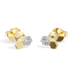 Triad Studs Round Lab Grown Diamond Honeycomb Hexagon Cluster