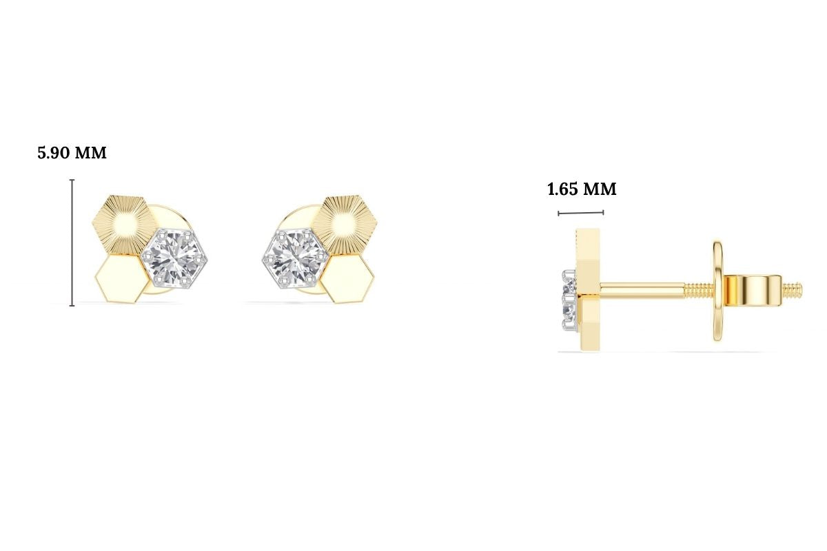 Triad Studs Round Lab Grown Diamond Honeycomb Hexagon Cluster