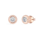 Thistle Studs Round Lab Grown Diamond Granulation Beaded Halo