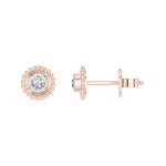 Thistle Studs Round Lab Grown Diamond Granulation Beaded Halo