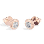 Thistle Studs Round Lab Grown Diamond Granulation Beaded Halo