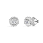 Thistle Studs Round Lab Grown Diamond Granulation Beaded Halo