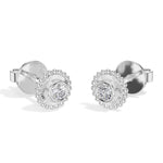 Thistle Studs Round Lab Grown Diamond Granulation Beaded Halo