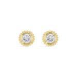 Thistle Studs Round Lab Grown Diamond Granulation Beaded Halo