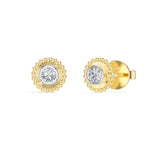 Thistle Studs Round Lab Grown Diamond Granulation Beaded Halo