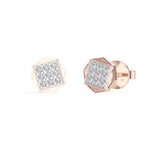 Signet Studs Round Lab Grown Diamond Full Pave Octagon