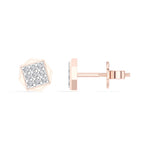 Signet Studs Round Lab Grown Diamond Full Pave Octagon