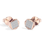 Signet Studs Round Lab Grown Diamond Full Pave Octagon