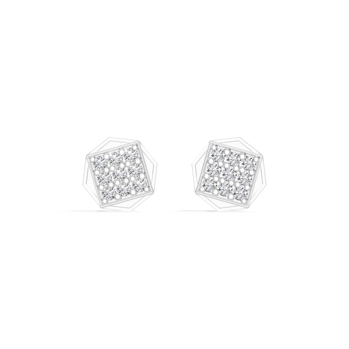 Signet Studs Round Lab Grown Diamond Full Pave Octagon