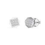 Signet Studs Round Lab Grown Diamond Full Pave Octagon