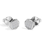 Signet Studs Round Lab Grown Diamond Full Pave Octagon