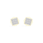 Signet Studs Round Lab Grown Diamond Full Pave Octagon