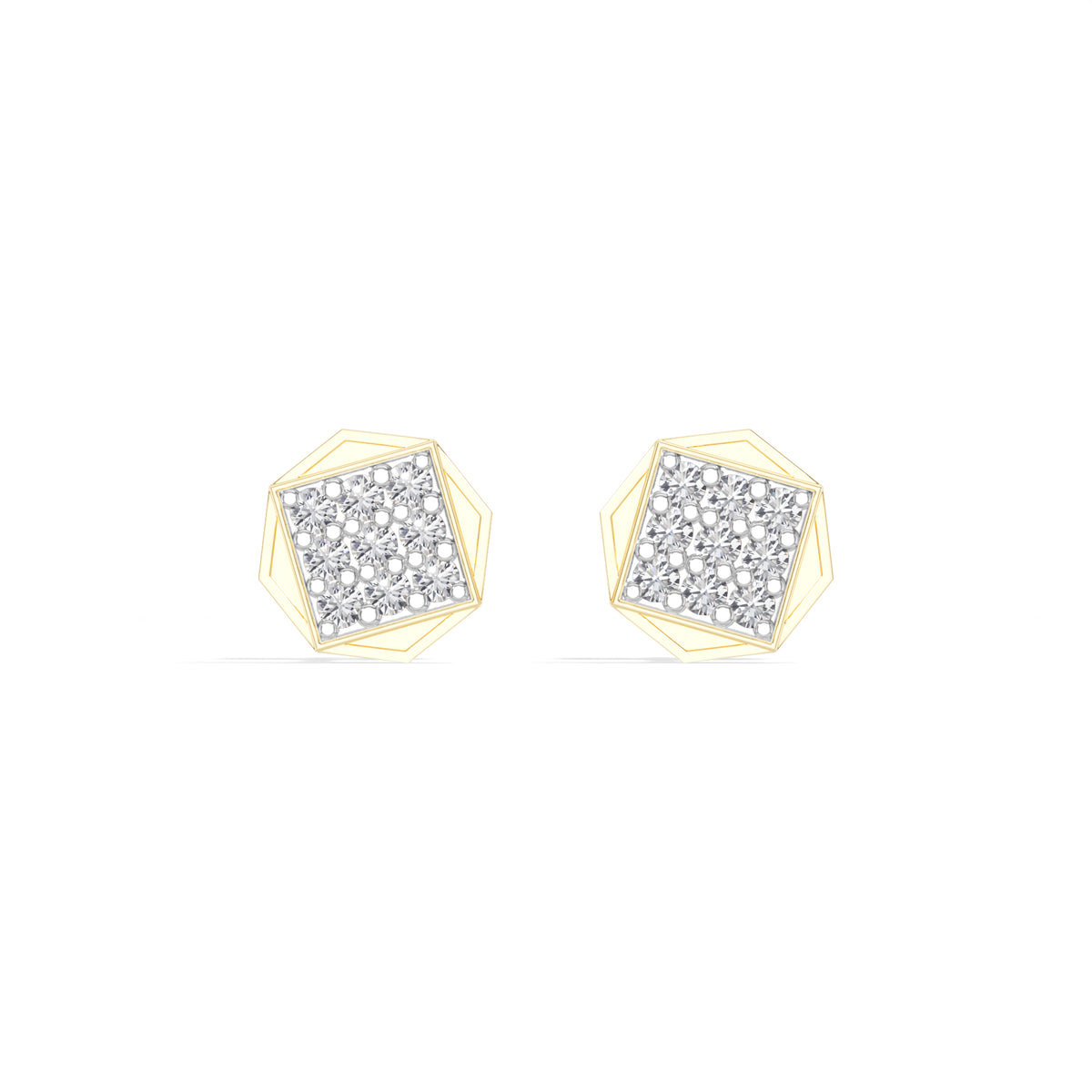 Signet Studs Round Lab Grown Diamond Full Pave Octagon