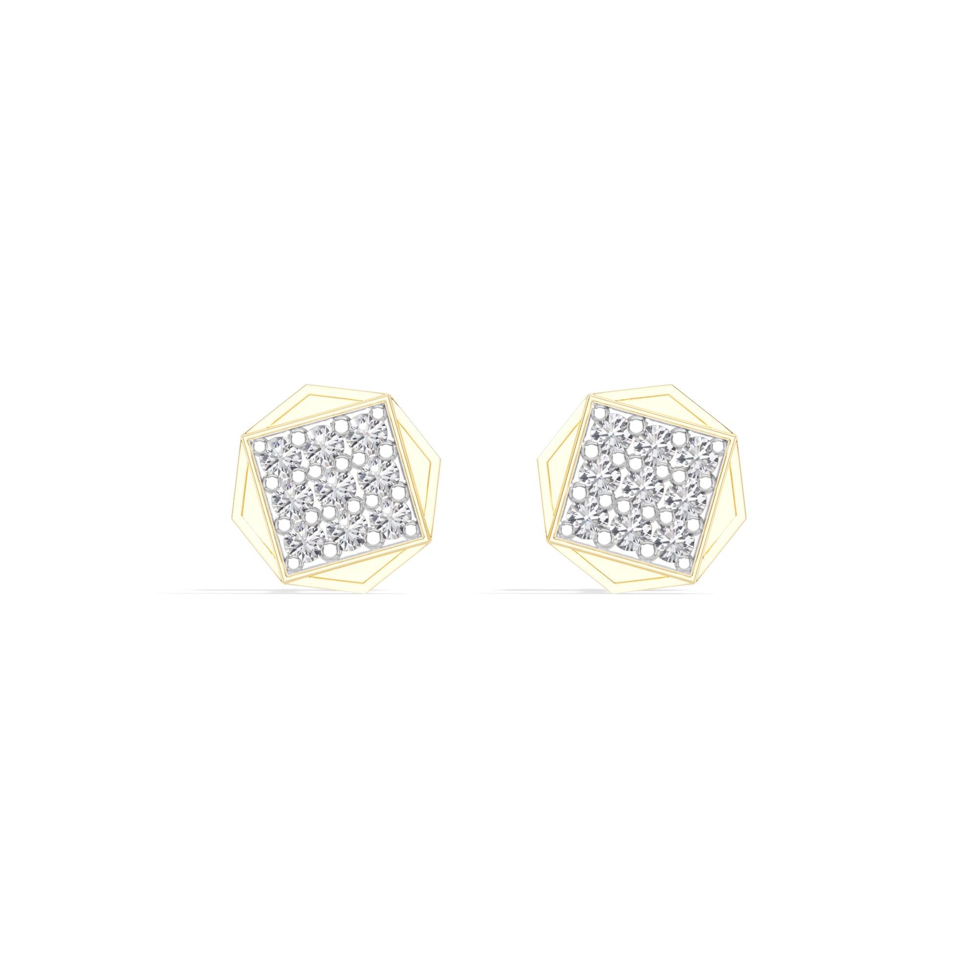Signet Studs Round Lab Grown Diamond Full Pave Octagon