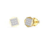 Signet Studs Round Lab Grown Diamond Full Pave Octagon