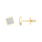 Signet Studs Round Lab Grown Diamond Full Pave Octagon