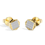Signet Studs Round Lab Grown Diamond Full Pave Octagon