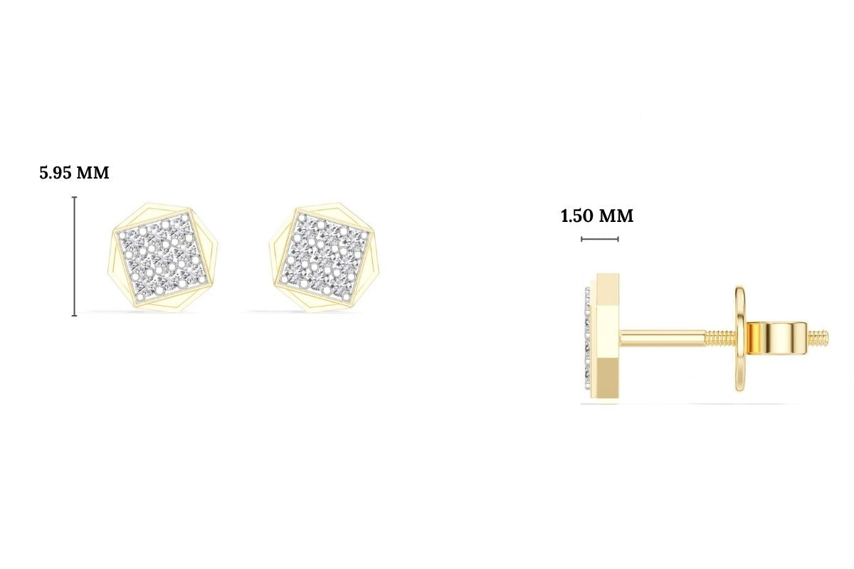 Signet Studs Round Lab Grown Diamond Full Pave Octagon