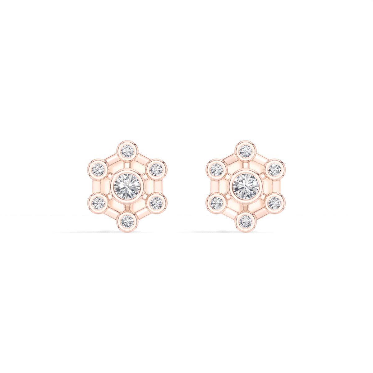 Asterix Studs Round Lab Grown Diamond Spoke Hub Cluster
