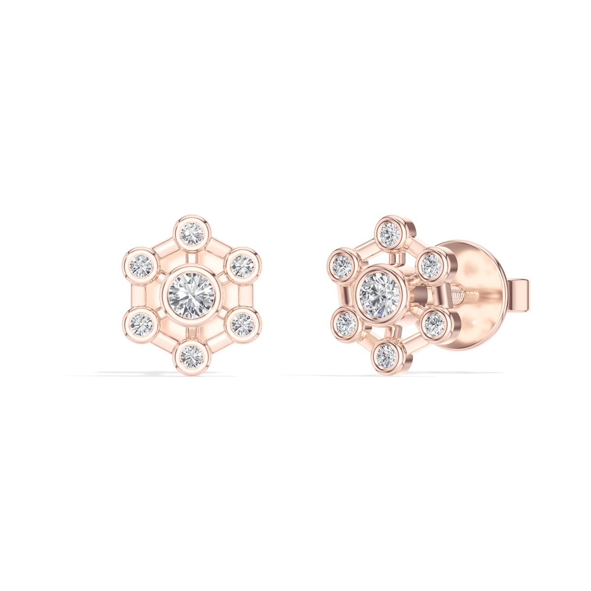 Asterix Studs Round Lab Grown Diamond Spoke Hub Cluster