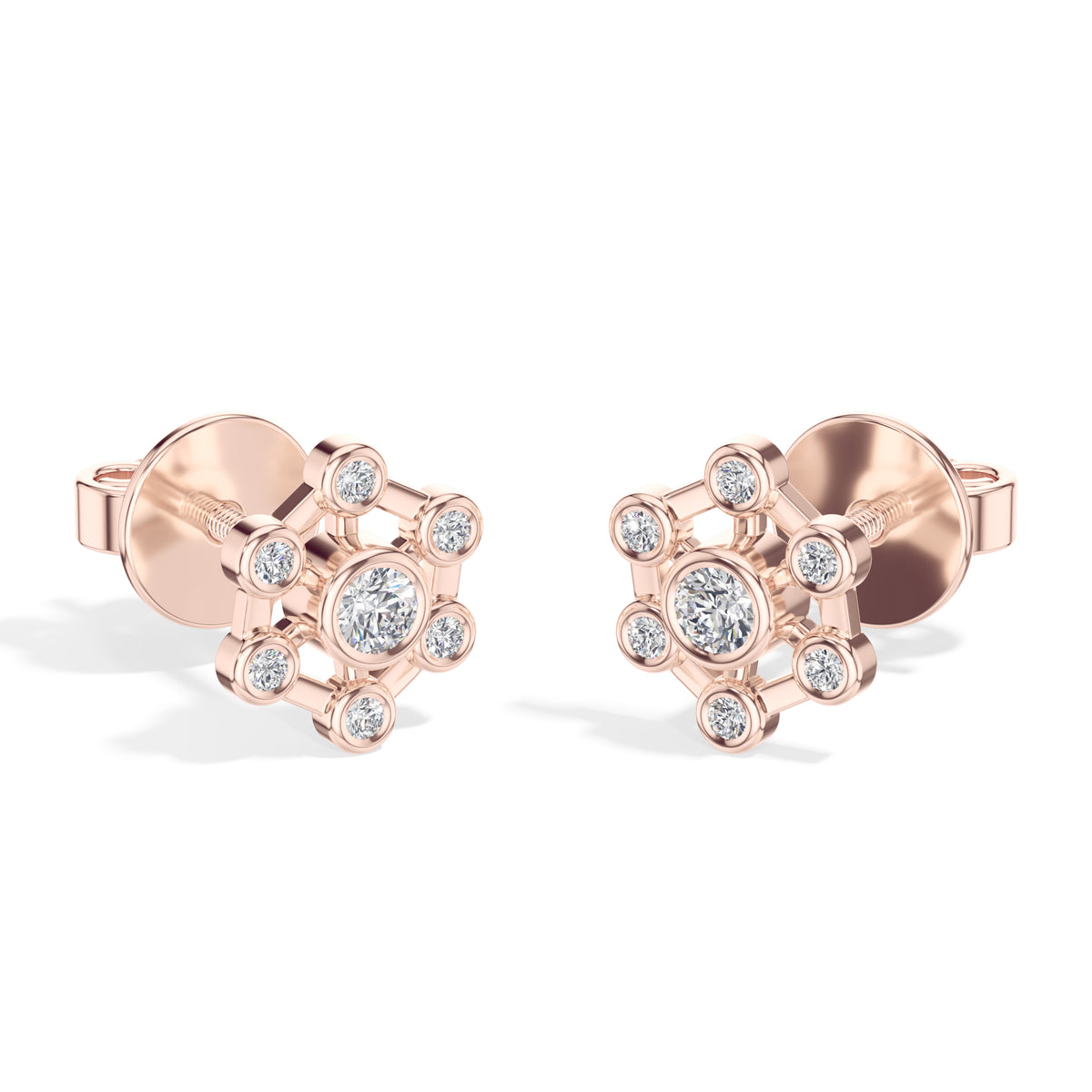 Asterix Studs Round Lab Grown Diamond Spoke Hub Cluster