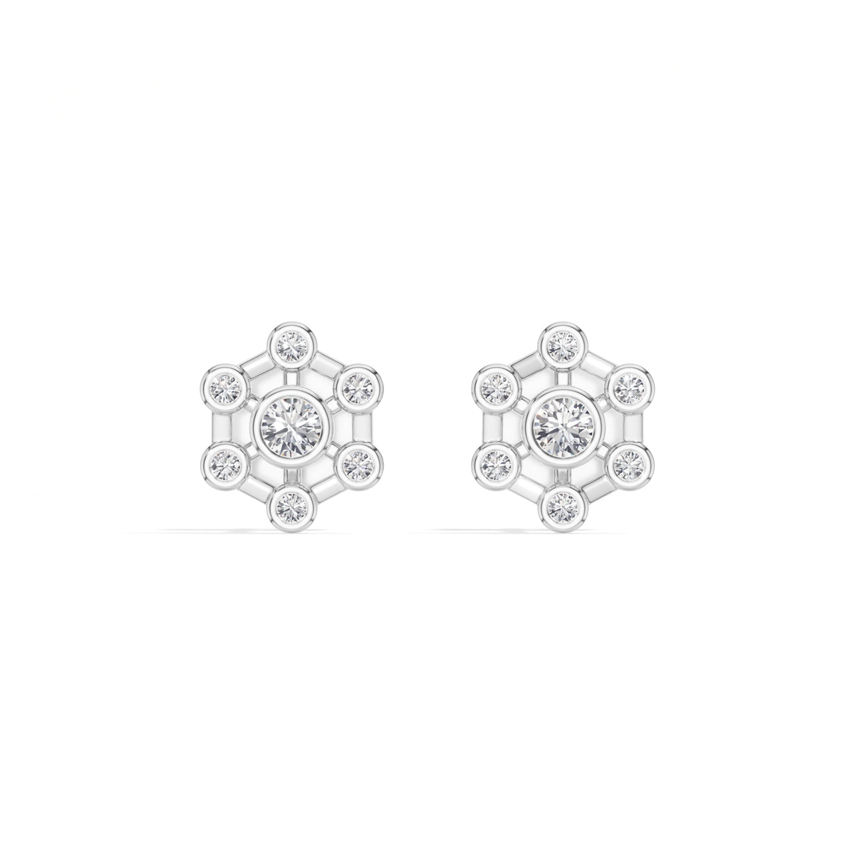 Asterix Studs Round Lab Grown Diamond Spoke Hub Cluster