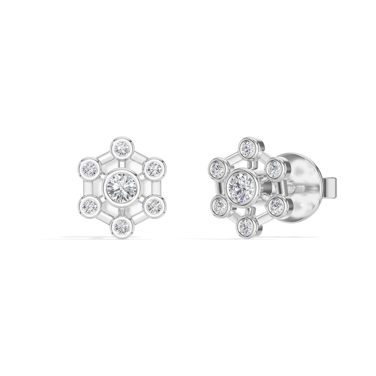 Asterix Studs Round Lab Grown Diamond Spoke Hub Cluster