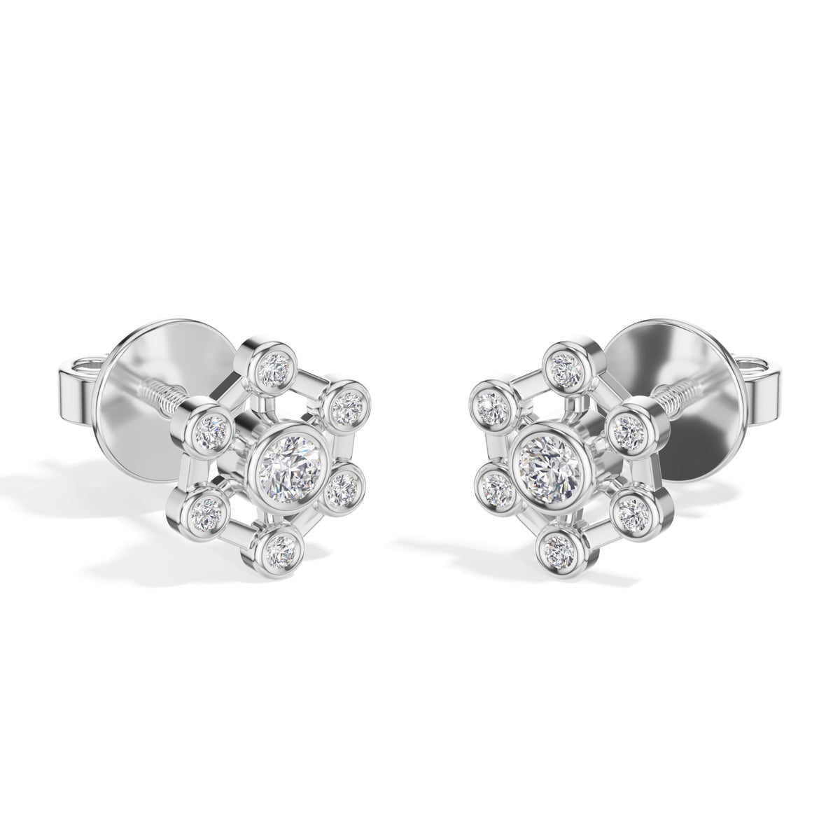 Asterix Studs Round Lab Grown Diamond Spoke Hub Cluster