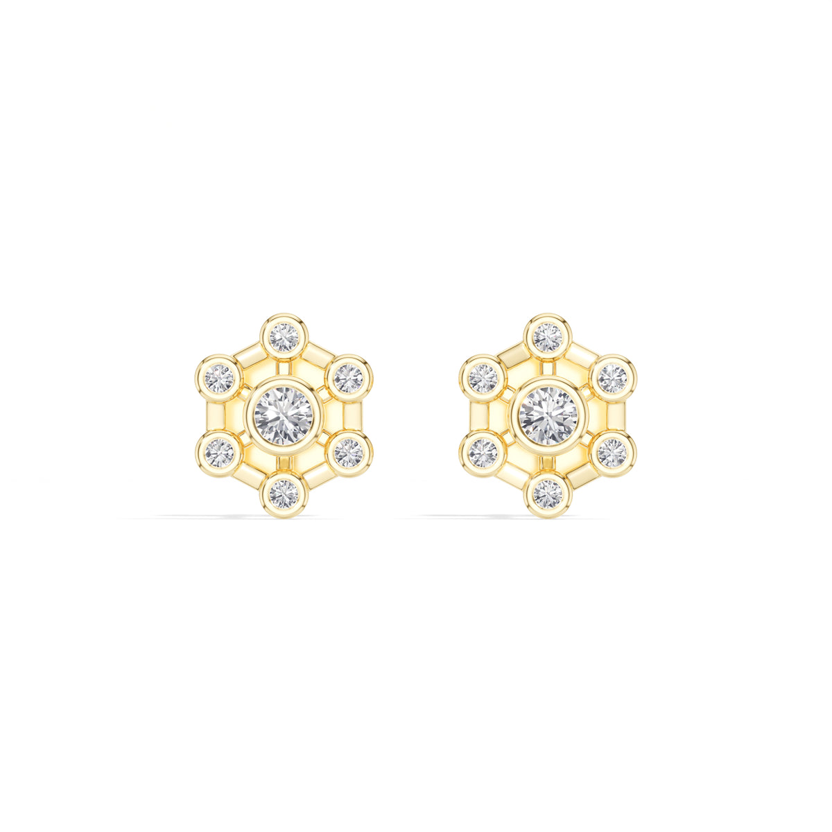Asterix Studs Round Lab Grown Diamond Spoke Hub Cluster