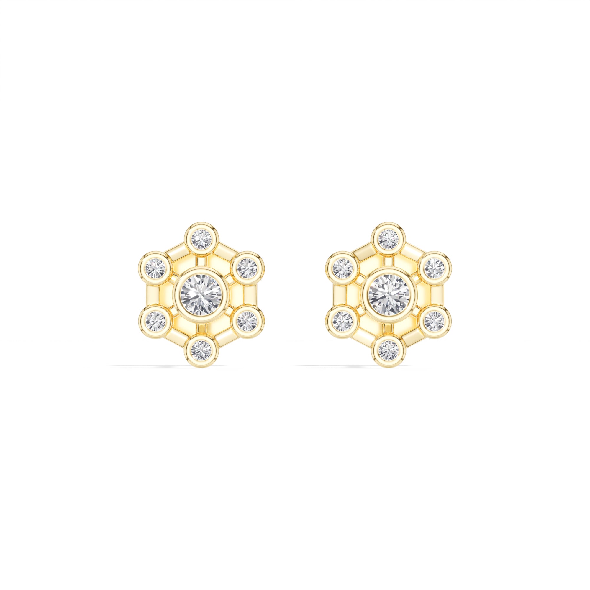 Asterix Studs Round Lab Grown Diamond Spoke Hub Cluster