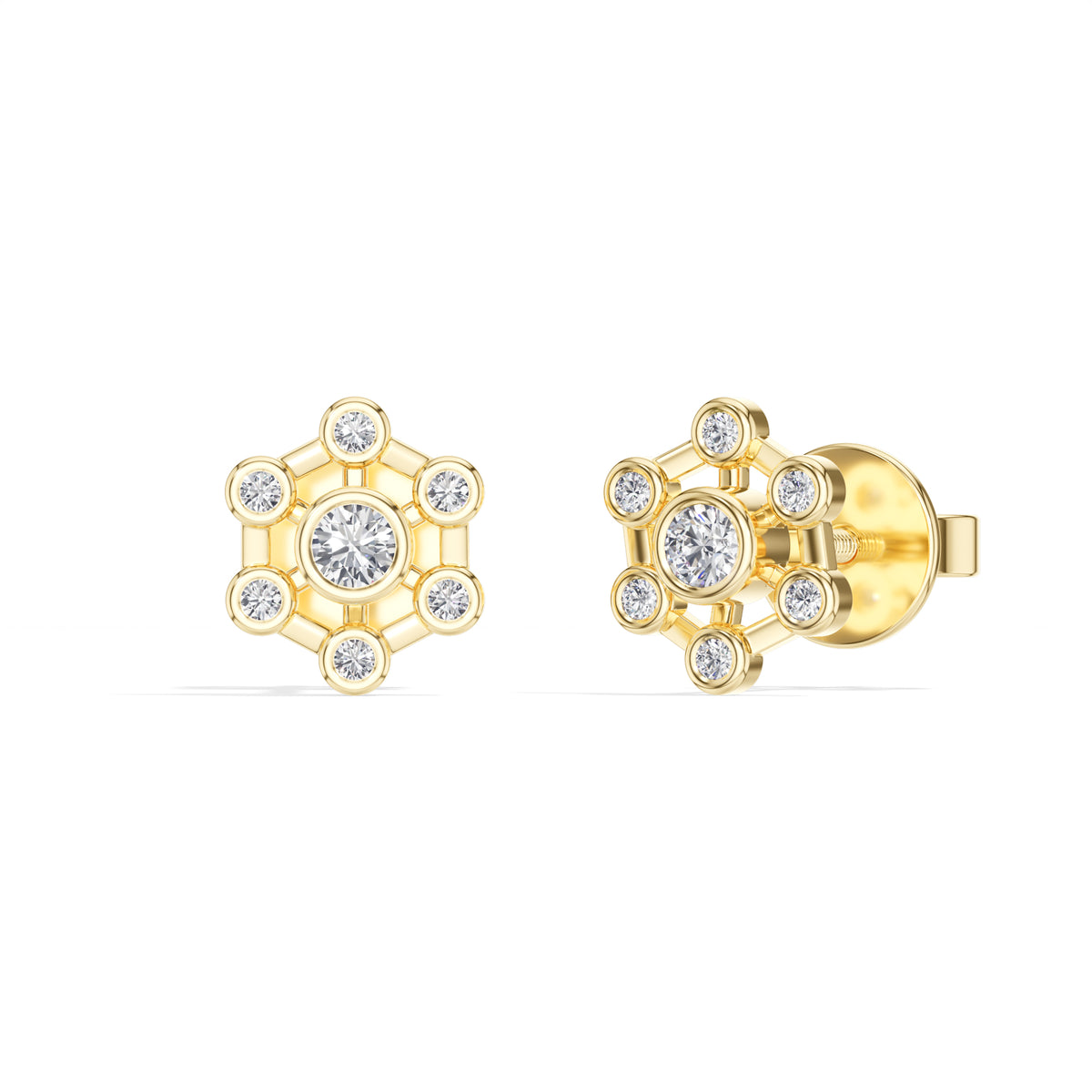 Asterix Studs Round Lab Grown Diamond Spoke Hub Cluster
