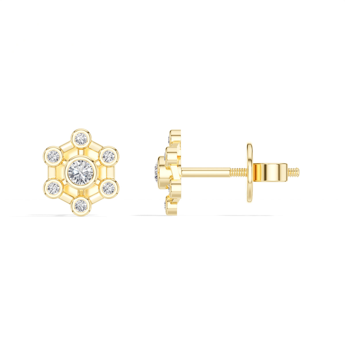 Asterix Studs Round Lab Grown Diamond Spoke Hub Cluster