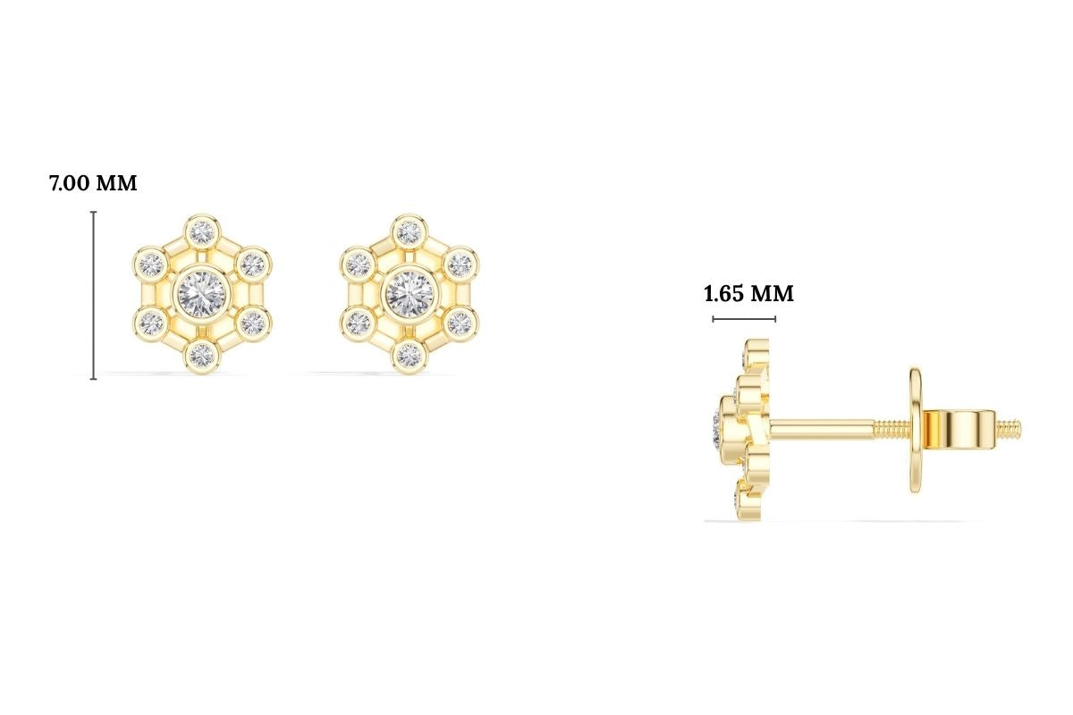 Asterix Studs Round Lab Grown Diamond Spoke Hub Cluster